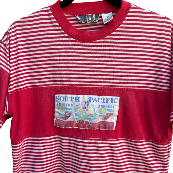 Gitano Collection Vintage Y2K 90s Womens South Pacific Red Striped Cropped Shirt - Picture 3 of 9
